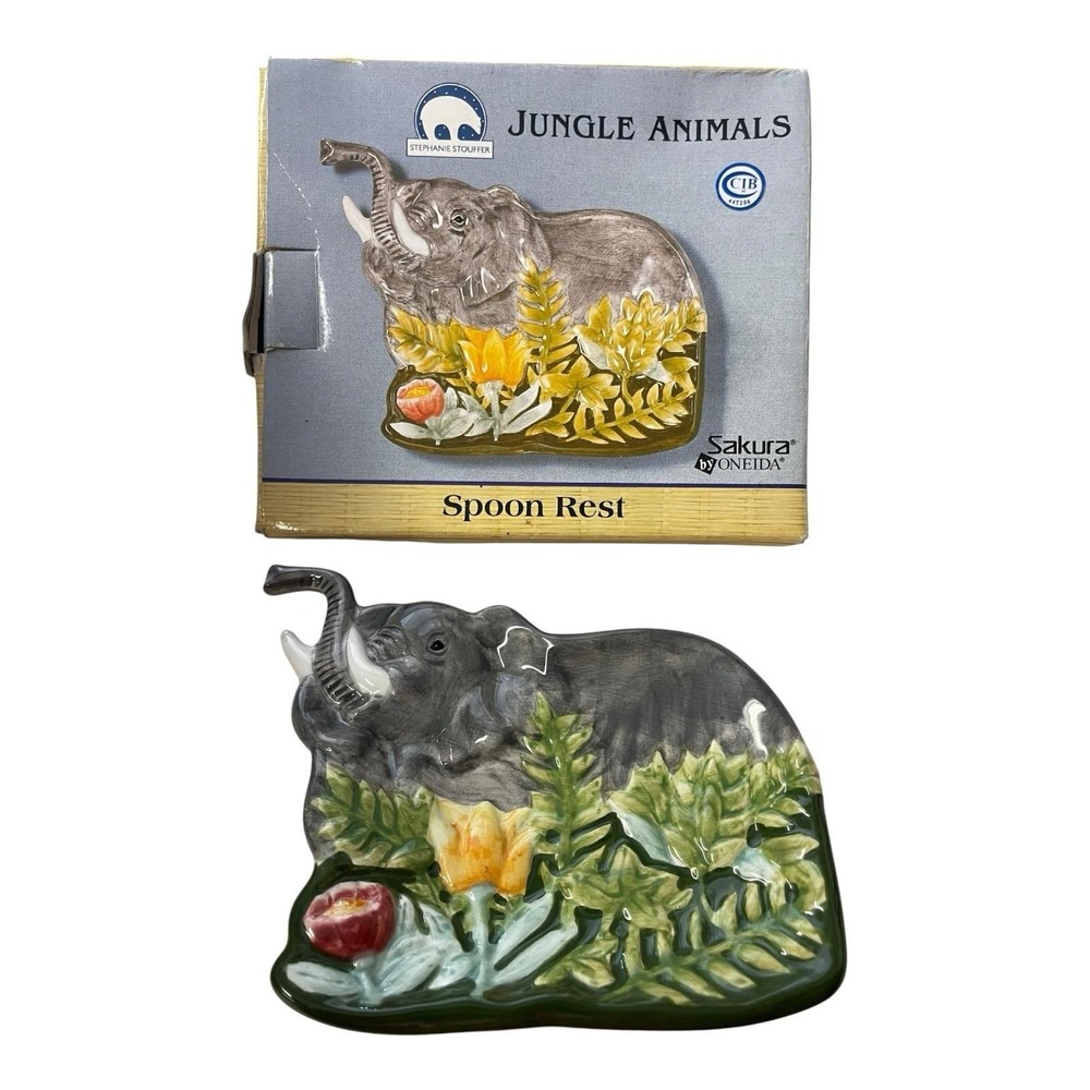 Jungle Animals Elephant Stephanie Stouffer Ceramic Spoon‎ Rest By Sakura Onieda